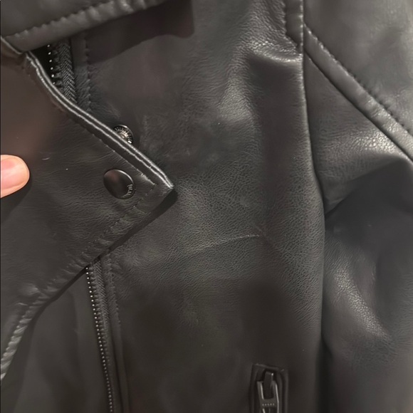 Blank NYC Black Faux Leather Motorcycle Jacket Asymmetrical Zipper - Picture 5 of 9